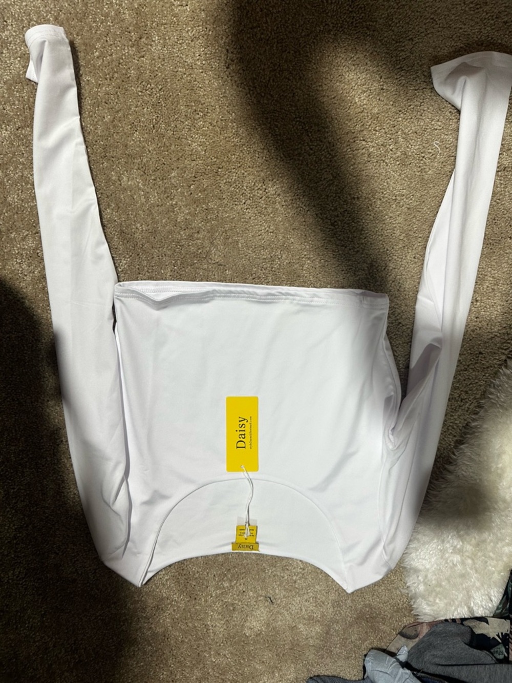 Daisy White Crew Neck Long Sleeve Top